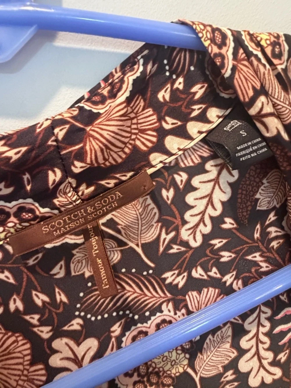 Scotch & Soda Brown Floral Midi Dress with Pink Accents - Picture 7 of 10
